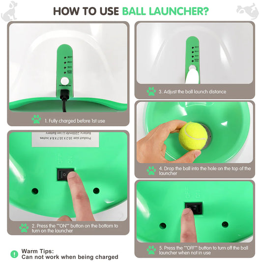 Automatic Dog Tennis Ball Launcher in use